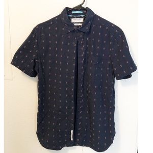 Men’s Short-Sleeve Denim and Flower S Shirt